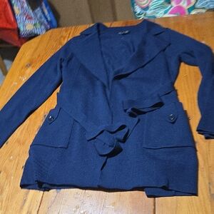 Banana Republic Sz M Elegant Navy Trench Sweater for Women 100% Merino Wool